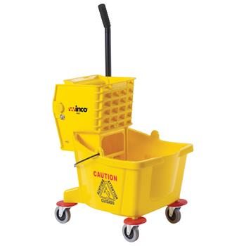 Winco Mop Bucket/Wringer, 26 Quart, Yellow