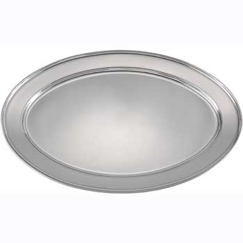Winco Stainless Steel Oval Serving Platter, 20&quot; x 13 3/4&quot;