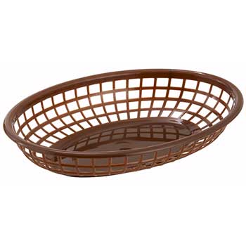 Winco Fast Food Baskets, Oval, 9-1/2&quot; x 5&quot; x 2&quot;, Brown