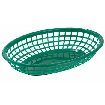 Winco Fast Food Baskets, Oval, 9-1/2&quot; x 5&quot; x 2&quot;, Green
