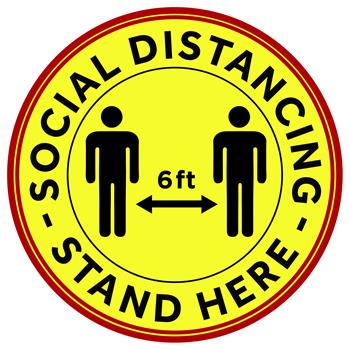 Winco 12&quot; Round Social Distancing Floor Decal, 10 Pieces/Pack