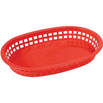 Winco&#174; Platter Baskets, Oval, 10-3/4&quot; x 7-1/4&quot; x 1-1/2&quot;, Red