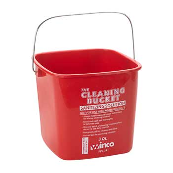 Winco 3 Quart Cleaning Bucket, Red Sanitizing Solution