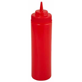 Winco 24oz Squeeze Bottles, Wide Mouth, Red, 6pcs/pk