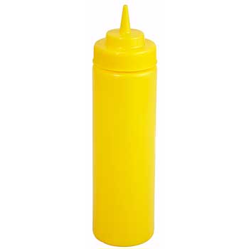 Winco 24oz Squeeze Bottles, Wide Mouth, Yellow, 6pcs/pk
