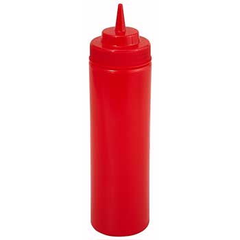 Winco&#174; 32oz Squeeze Bottles, Wide Mouth, Red, 6pcs/pk