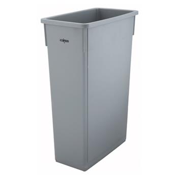 Winco Slim Trash Can, 23 Gal, Rectangle, 19.90&quot;L x 11&quot;W x 29.5&quot;H, Gray