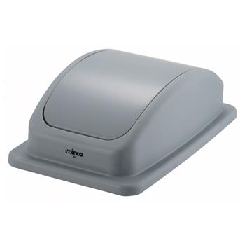 Winco Rectangle Dome Trash Can Lid, Plastic, Gray