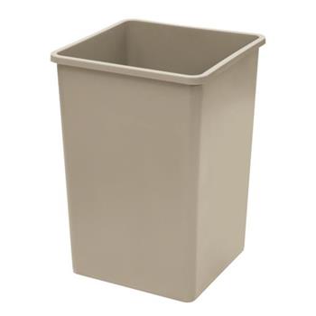 Winco Plastic Square Trash Can, 35 Gallon, Beige