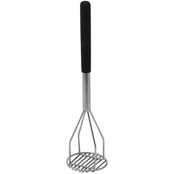 Winco Potato Masher, Round, 4&quot; x 18&quot;, Plastic Hdl, S/S&quot;