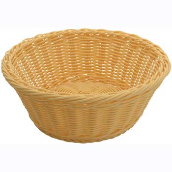 Winco Poly Woven Baskets, Round, 8-1/4&quot; x 3-1/4&quot;, Natural, 12pcs/pk