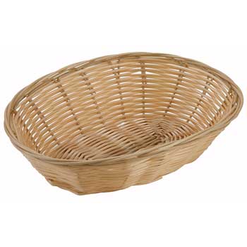 Winco Poly Woven Baskets, Oval, 9-1/2&quot; x 6-1/2&quot; x 2-3/4&quot;, Natural