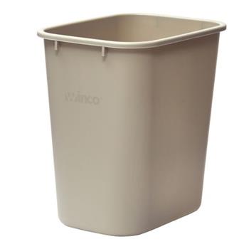 Winco Rectangular Trash Can, Plastic, 28 Quart, Biege