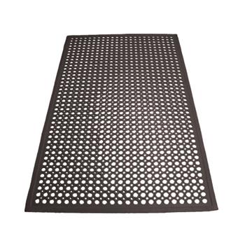 Winco Beveled Edge Rubber Floor Mat, 3&#39; x 5&#39; x 1/2&quot;, Black