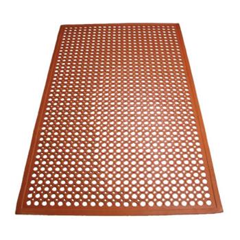 Winco Floor Mat, Rubber, 3 ft x 5 ft, Red