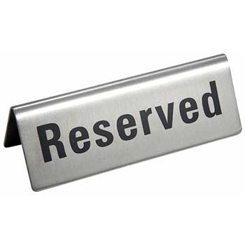 Winco Tent Sign, &quot;Reserved&quot;, S/S