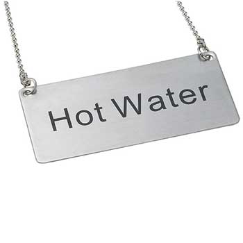 Winco Stainless Steel Chain Sign, &quot;Hot Water&quot;