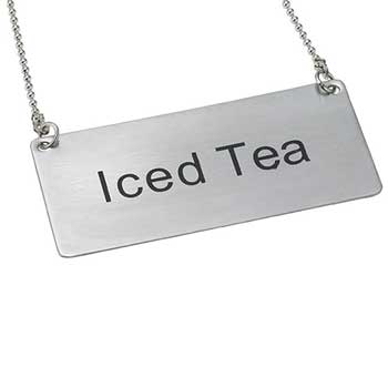 Winco Chain Sign, &quot;Iced Tea&quot;, S/S