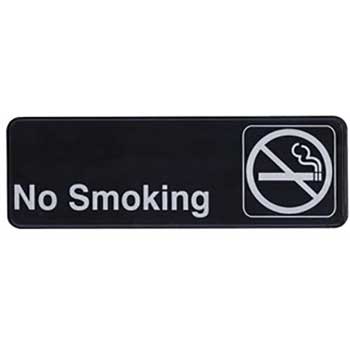 Winco&#174; Information Sign, &quot;No Smoking&quot;, 3&quot; x 9&quot;, Black