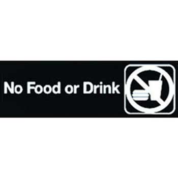 Winco 3&quot;x9&quot; Sign, Black, No Food or Drink