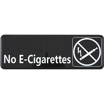 Winco Information Sign, &quot;No E Cigarettes&quot;, 3&quot; x 9&quot;, Black