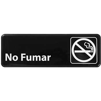 Winco Information Sign, No Fumar, 3&quot; x 9&quot;, Black