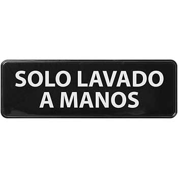 Winco Information Sign, Solo Lavado A Manos, 3&quot; x 9&quot;, Black