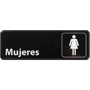 Winco Information Sign, Mujeres, 3&quot; x 9&quot;, Black