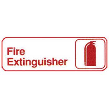 Winco 3&#39;&#39;x9&#39;&#39; Sign, White, Fire Extinguisher