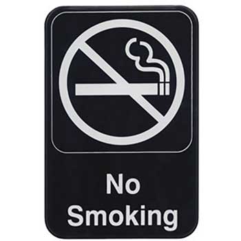 Winco Information Sign, &quot;No Smoking&quot;, 6&quot; x 9&quot;, Black