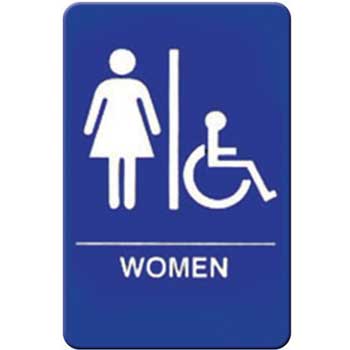 Winco 6&#39;&#39;x9&#39;&#39; Sign, Blue, Women/Accessible
