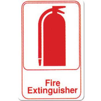 Winco 6&#39;&#39;x9&#39;&#39; Sign, White, Fire Extinguisher
