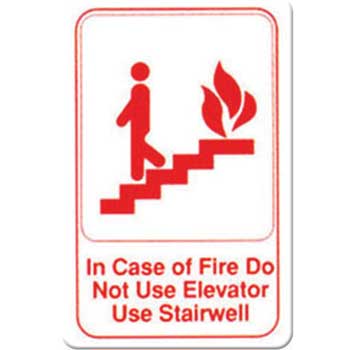 Winco 6&#39;&#39;x9&#39;&#39; Sign, White, In Case of Fire Do Not Use Elevator…