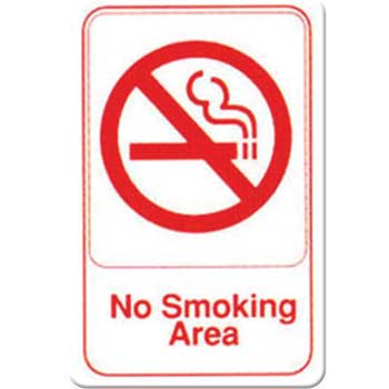 Winco 6&#39;&#39;x9&#39;&#39; Sign, White, No Smoking Area