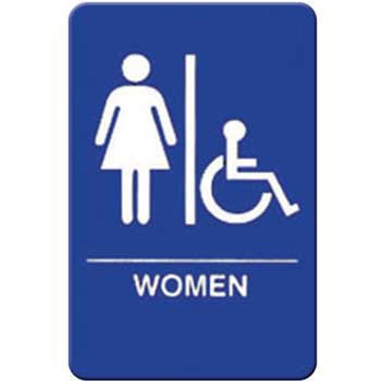 Winco 6&#39;&#39;x9&#39;&#39; Sign, Braille, Blue, Women/Accessible
