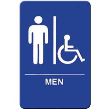 Winco 6&#39;&#39;x9&#39;&#39; Sign, Braille, Blue, Men/Accessible