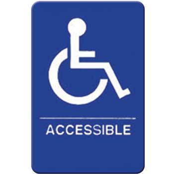 Winco 6&#39;&#39;x9&#39;&#39; Sign, Braille, Blue, Accessible