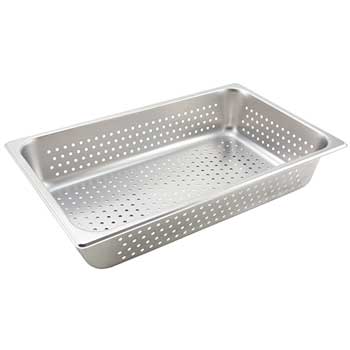 Winco Perforated Steam Pan, Full-Size, 4&quot; D, Stainless Steel