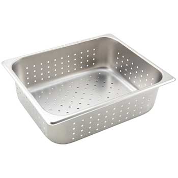 Winco Perforated Steam Pan, Half-Size, 4&quot; D, Stainless Steel