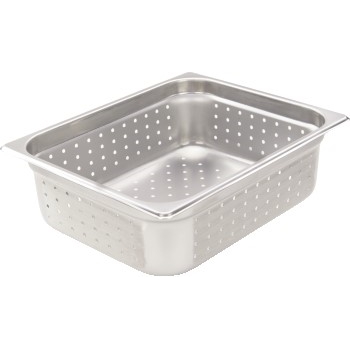 Winco Perforated Steam Pan, Half-Size 4&quot; D, Stainless Steel