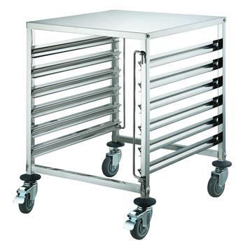 Winco Side Load Steam Table Pan/Food Pan Rack With Brakes, 12 Tier, Stainless Steel