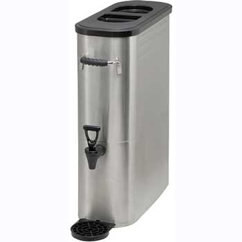 Winco 5 Gallon Slim Iced Tea Dispenser, Stainless Steel