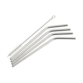 Winco Drinking Straw Set with Cleaning Brush, Stainless Steel,1/4&quot;W x 8-1/2&quot;L, Silver