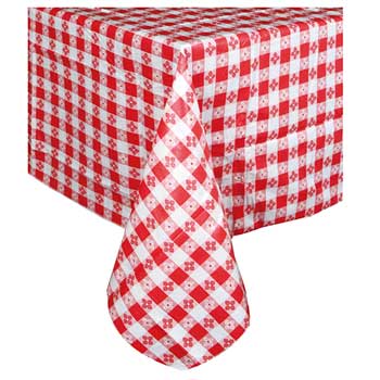 Winco Table Cloth, Plastic, Square, 52&quot; L x 52&quot; W, Red