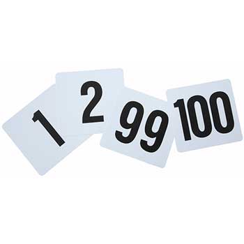 Winco&#174; Table Numbers, 1-100, 4&quot; x 3-3/4&quot;, Plastic