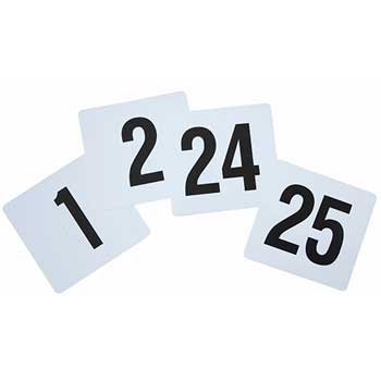 Winco&#174; Table Numbers, 1-25, 4&quot; x 3-3/4&quot;, Plastic