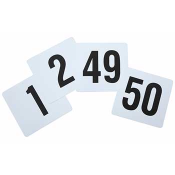 Winco Table Numbers, 1-50, 4&quot; x 3-3/4&quot;, Plastic
