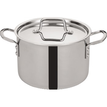 Winco Tri-Gen™ Tri-Ply Stainless Steel Stock Pot with Cover, 6 qt.