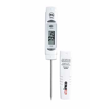 Winco Digital Thermometer, 1 1/4&quot; LCD Dial Face, 3 1/8&quot; Probe Length, White