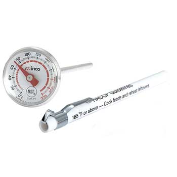 Winco Pocket Test Thermometer, 0&#176;F to 220&#176;F Range, 1&quot; Dial Face, 5&quot; Probe Length